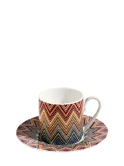 Missoni Zig Zag Jarris 156 Turuncu-Bordo, 2 Kişilik Türk Kahvesi Fincan Ve Tabağı